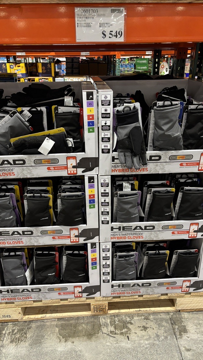 Costco 滑雪手套商品包裝參考照片